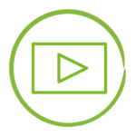 Graphic showing play button and video symbol
