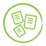 Graphic showing three pieces of paper, all slightly different sizes. 