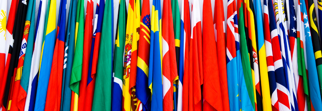 A row of international flags