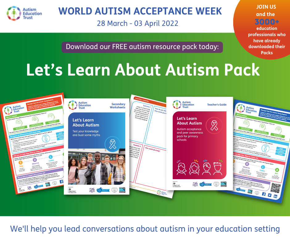 Snippets of the resources included in the Autism Acceptance Week Packs