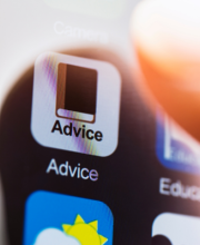 Clicking 'advice' application on smart phone