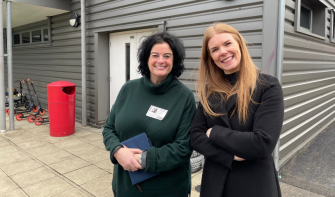 AET Team members Emma Chantler and Nicola Powell smiling at camera