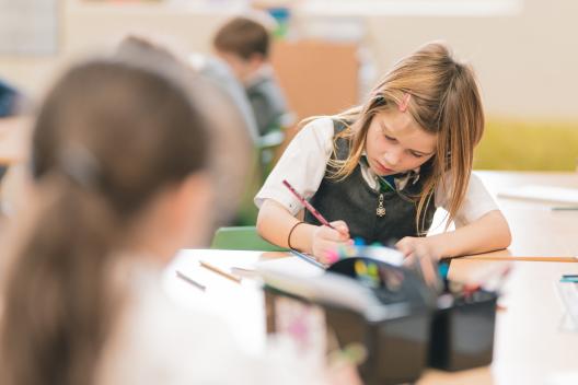 student studying at school