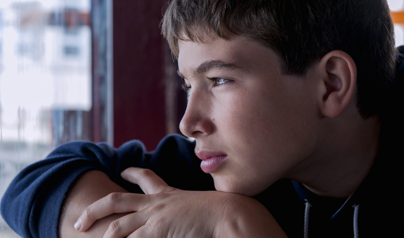 Pupil looking out of window